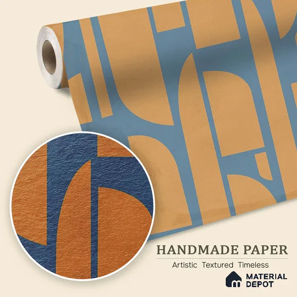 Rhythms Abstract Theme Modern Room , Blue & Yellow Handmade (Customised Wallpaper)