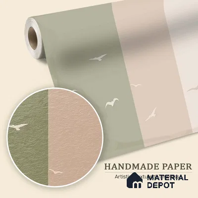 WP 03696 C | Modern Mood Abstract Design Wall | Green & Beige Colorblock Birds Abstract Look Wallpaper Handmade (Customised Size)
