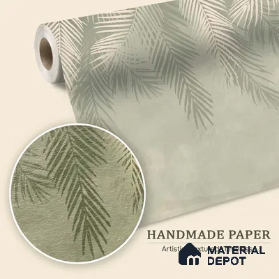 Hanging Tropical Leaves Design Pastel Green Handmade (Customised Wallpaper)