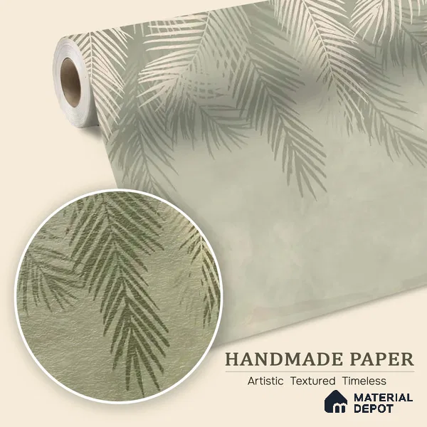 Hanging Tropical Leaves Design Pastel Green Handmade (Customised Wallpaper)