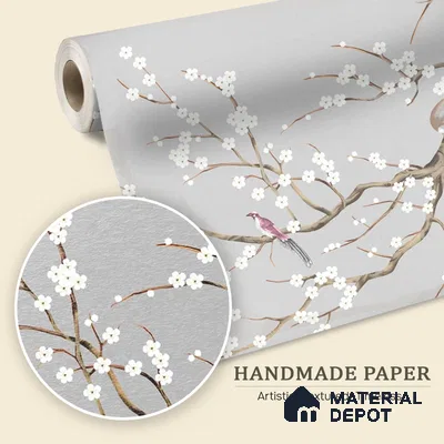 Plum Blossom Chinoiserie Style for Rooms Handmade (Customised Wallpaper)