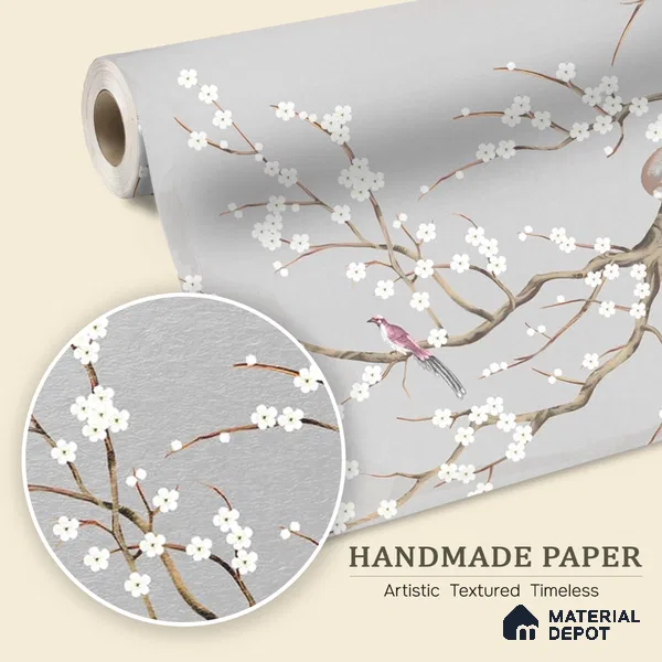 Plum Blossom Chinoiserie Style for Rooms Handmade (Customised Wallpaper)