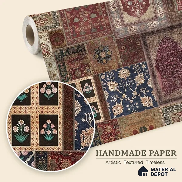 Aalishan Exquisite Indian Carpet Design Handmade Wallpaper for Walls