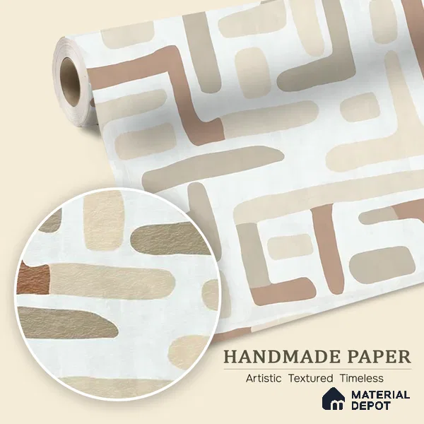 Urban Maze In Desert Sand Abstract Customised Handmade Wallpaper for Rooms