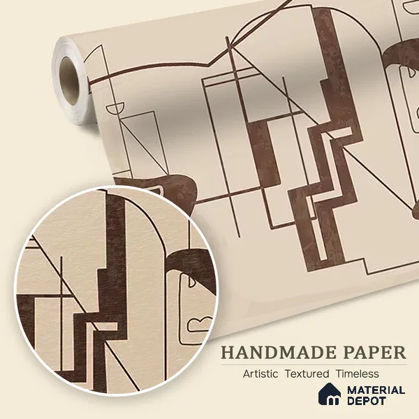 Timeless Structures Brown Abstract Customised Handmade Wallpaper for Rooms