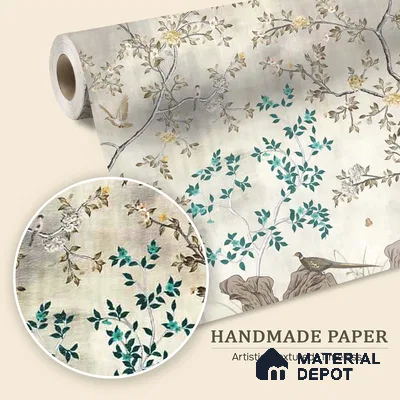 Grandeur in Silver Chinoiserie Handmade Wallpaper for Wall, Customised