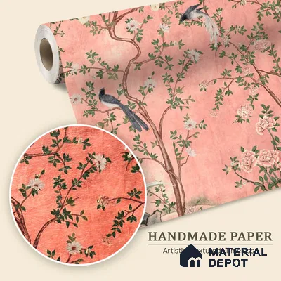 Rosa Chinoiserie Pink Customized Floral Wallpaper - Handmade
