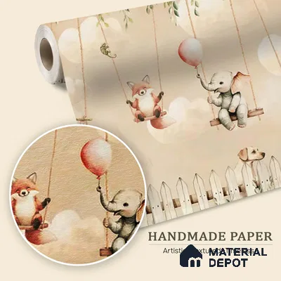 Giggle Garden Dusky Amber Kids Room Wallpaper Handmade (Customized Size Wallpaper)