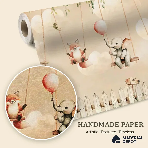 Giggle Garden Dusky Amber Kids Room Wallpaper Handmade (Customized Size Wallpaper)
