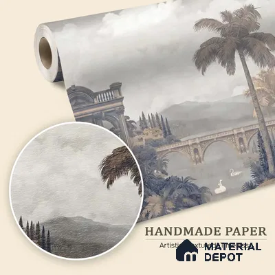 Majestic Foliage Epoch Customised Wallpaper Blue & Sepia
