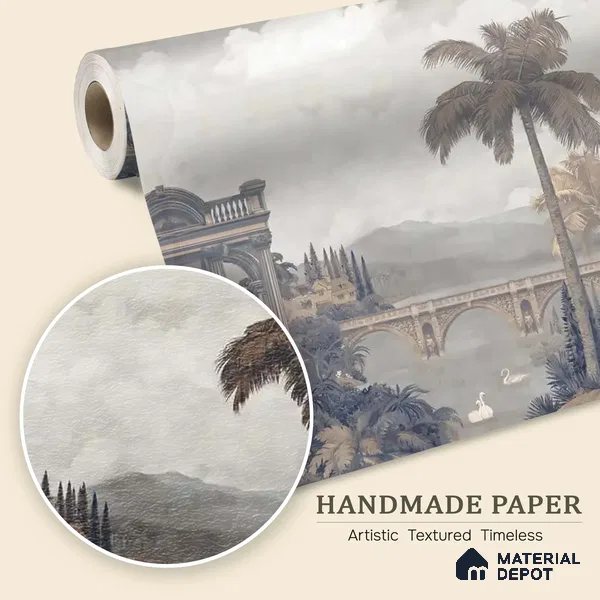 Majestic Foliage Epoch Customised Wallpaper Blue & Sepia
