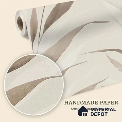 Whispering Blades Soft Mocha Abstract Customised Handmade Wallpaper for Rooms
