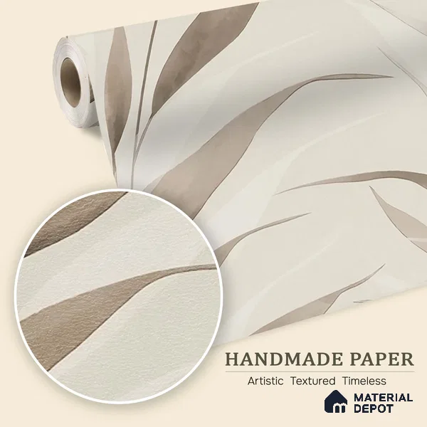 Whispering Blades Soft Mocha Abstract Customised Handmade Wallpaper for Rooms