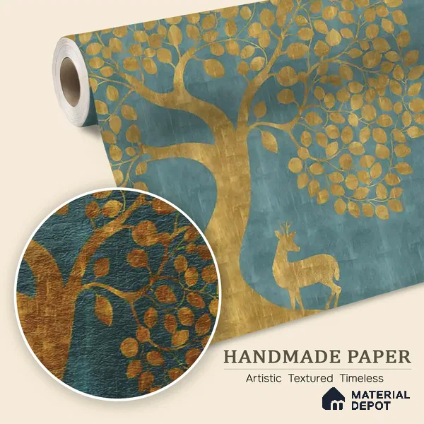 Blue Pichwai Tree of Life Handmade Wallpaper for Pooja and Living Rooms
