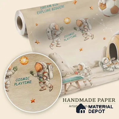 Coffee Bean Cosmic Clubhouse Kids Room Handmade Wallpaper