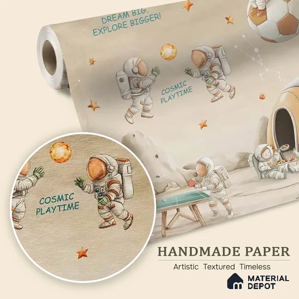 Coffee Bean Cosmic Clubhouse Kids Room Handmade Wallpaper