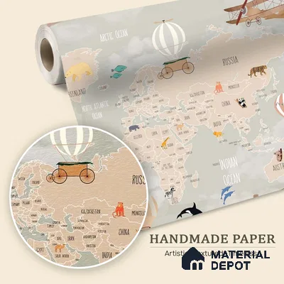 Pastel Kids Bedroom Customised Handmade Wallpaper of World Map