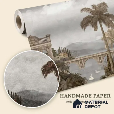 Majestic Foliage Epoch Handmade Green & Sepia (Customised Wallpaper)