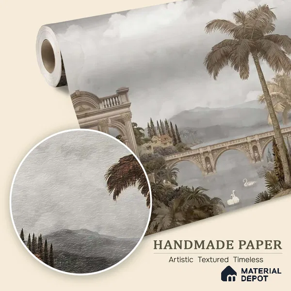 Majestic Foliage Epoch Handmade Green & Sepia (Customised Wallpaper)