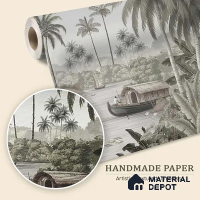 Malabar Kerela Themed Handmade Wallpaper, Customised