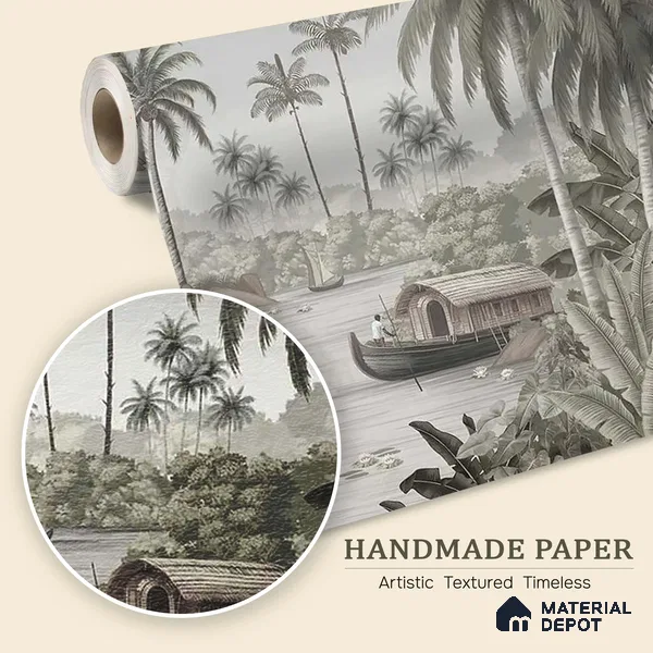 Malabar Kerela Themed Handmade Wallpaper, Customised