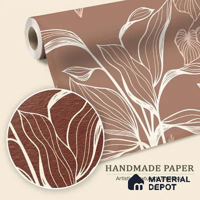 Botanical Muse Tropical Handmade Customized Wallpaper, Brown Background