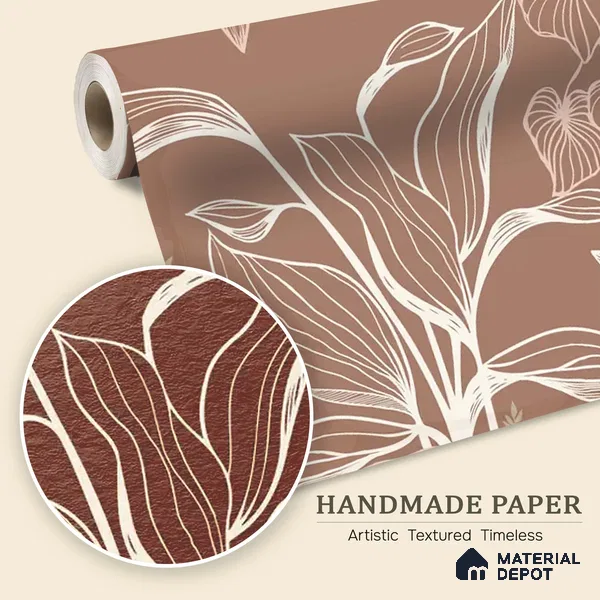 Botanical Muse Tropical Handmade Customized Wallpaper, Brown Background