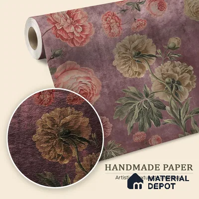 Big Floral Handmade Wallpaper for Rooms Blossoms in Twilight