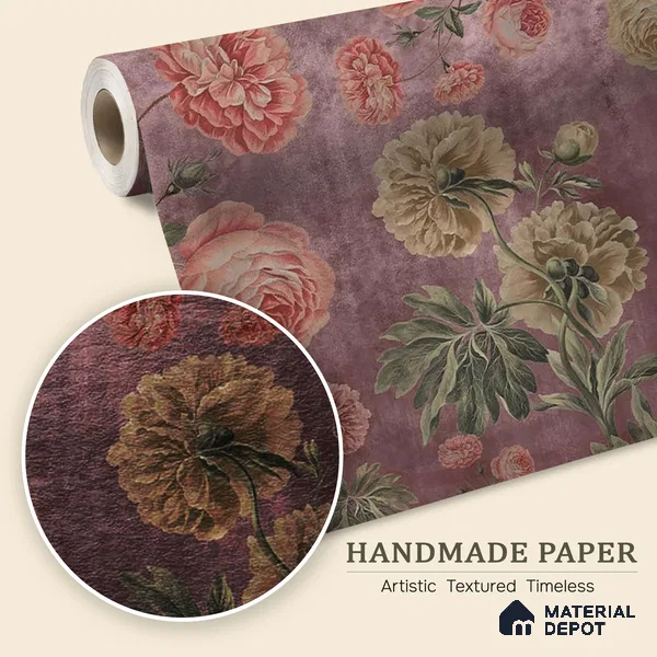 Big Floral Handmade Wallpaper for Rooms Blossoms in Twilight