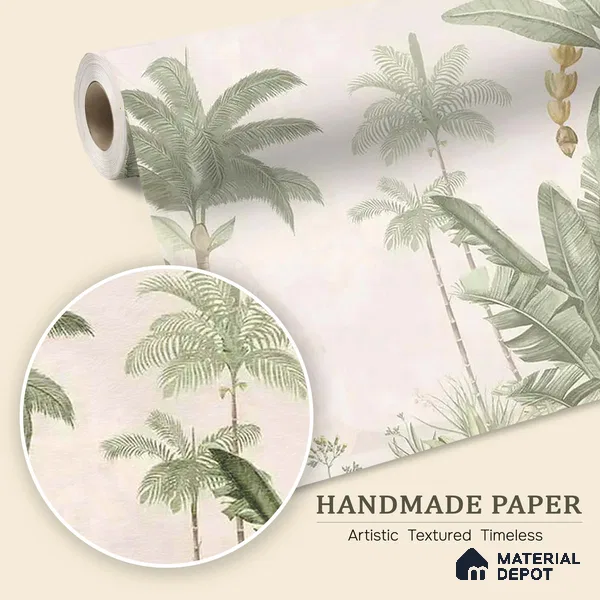 Jungle Village, Handmade Tropical Wallpaper | Customised Size Wallpaper