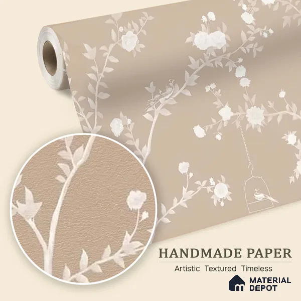 Aura in the Garden Chinoiserie Clay Beige Customized Wallpaper Handmade(Luxury)