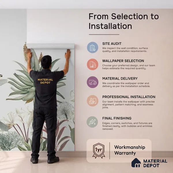A Story by the Garden Wallpaper,Customised Sukoon Series Handmade Nature Design (Customised Size Wallpaper)