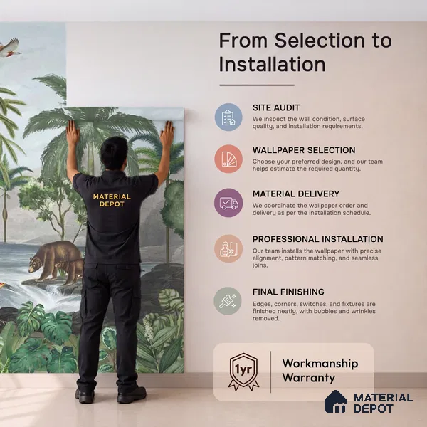 Anandvan Jungle Theme Customised Wallpaper, Green Sukoon Series Handmade Nature Design (Customised Size Wallpaper)