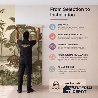 Anandvan Jungle Theme Customised Wallpaper, Sepia Sukoon Series Handmade Nature Design (Customised Size Wallpaper)