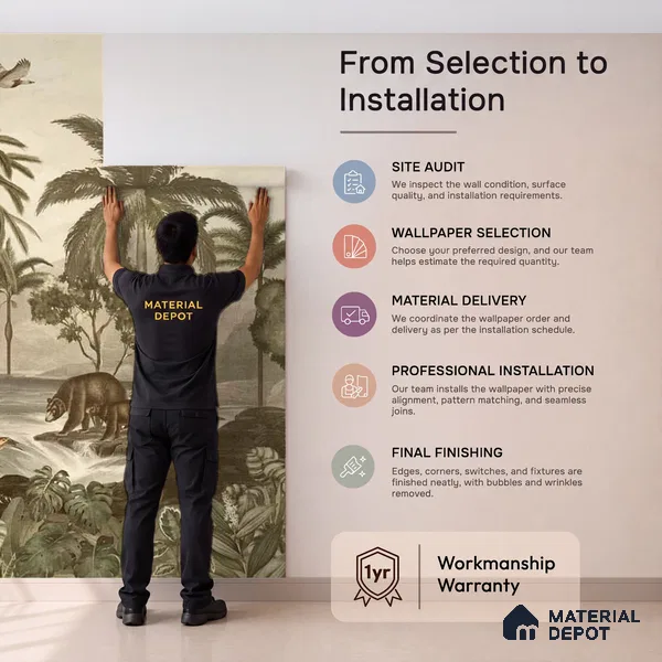 Anandvan Jungle Theme Customised Wallpaper, Sepia Sukoon Series Handmade Nature Design (Customised Size Wallpaper)