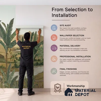 Andaaj, Lush Forest Theme Wallpaper for Rooms, Customised Sukoon Series Canvas Nature Design (Customised Size Wallpaper)
