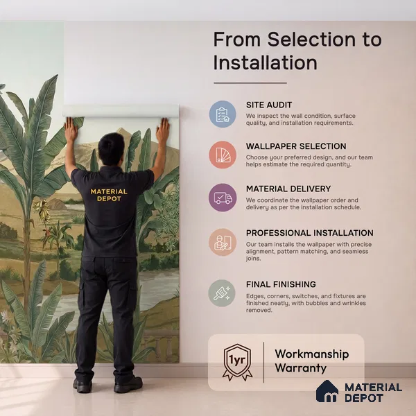 Andaaj, Lush Forest Theme Wallpaper for Rooms, Customised Sukoon Series Canvas Nature Design (Customised Size Wallpaper)