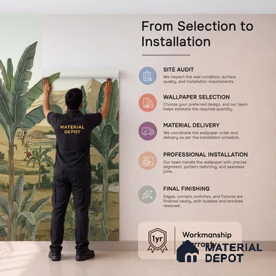 Andaaj, Lush Forest Theme Wallpaper for Rooms, Customised Sukoon Series Handmade Nature Design (Customised Size Wallpaper)