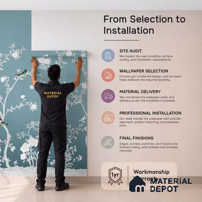 Aura in the Garden Blue Chinoiserie Wallpaper Sukoon Series Canvas Chinoserie Design (Customised Size Wallpaper)