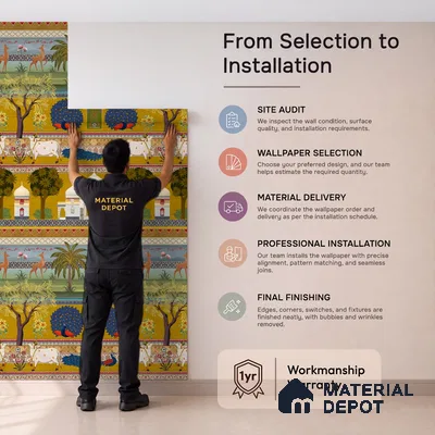 Bageecha Indian Garden Wallpaper Customised Sukoon Series Handmade Patterned Design (Customised Size Wallpaper)