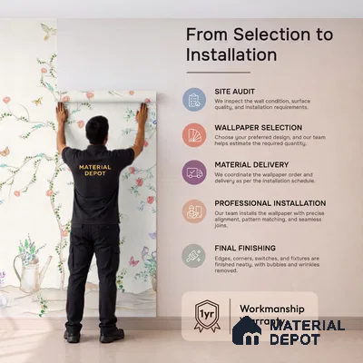 Chinoiserie Tranquility, Wallpaper in Light Background, Customised Sukoon Series Handmade Chinoserie Design (Customised Size Wallpaper)