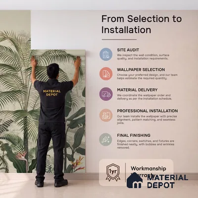 Coastal Life, Tropical Theme Wallpaper, Customised Sukoon Series Handmade Tropical Design (Customised Size Wallpaper)