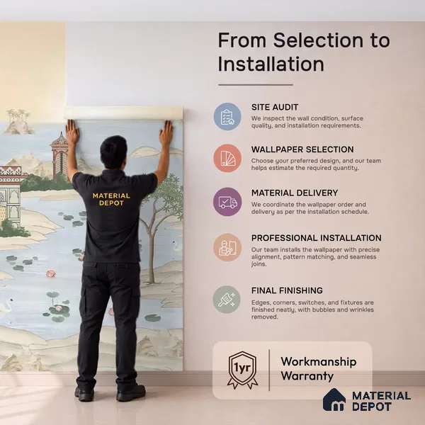 Dream Palace, a Fusion Theme Wallpaper for Homes, Customised Sukoon Series Canvas Patterned Design (Customised Size Wallpaper)