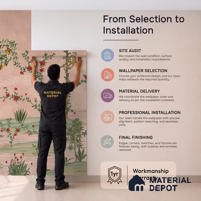 Gulbiya, Pink Chinoiserie Wallpaper, Sukoon Collection, Customised Sukoon Series Handmade Chinoserie Design (Customised Size Wallpaper)