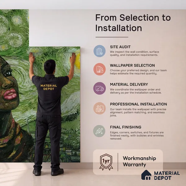 Hey Olive, Fusion Art Theme Wallpaper, Customised Sukoon Series Handmade Abstract Design (Customised Size Wallpaper)