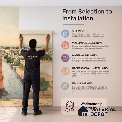 Imperial Delhi, Indian Scenic Wallpaper, Customised Sukoon Series Canvas Nature Design (Customised Size Wallpaper)