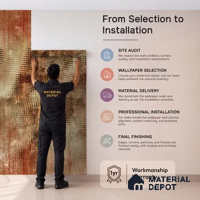 Industrial Look Ikat Pattern Fusion Design Wallpaper, Customised Sukoon Series Canvas Abstract Design (Customised Size Wallpaper)