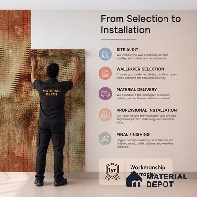 Industrial Look Ikat Pattern Fusion Design Wallpaper, Customised Sukoon Series Handmade Abstract Design (Customised Size Wallpaper)