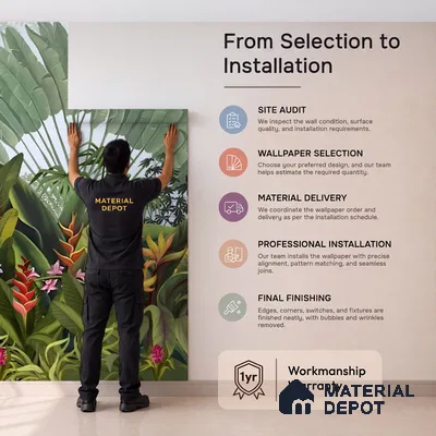 Island Breeze, Tropical Wallpaper for Rooms, Customised Sukoon Series Handmade Tropical Design (Customised Size Wallpaper)