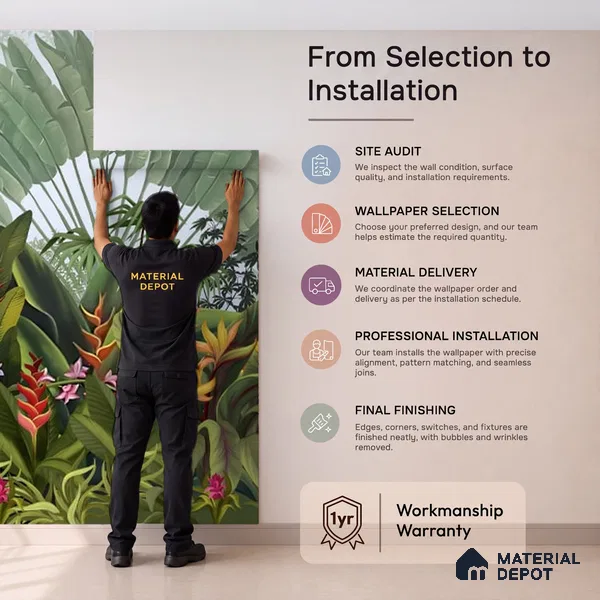 Island Breeze, Tropical Wallpaper for Rooms, Customised Sukoon Series Handmade Tropical Design (Customised Size Wallpaper)